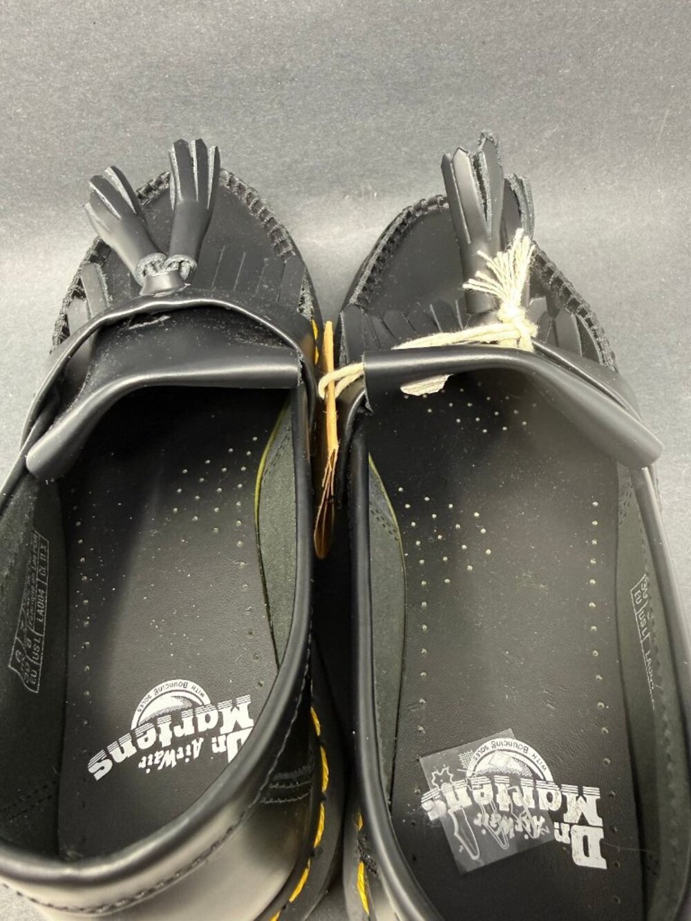 Dr. Martens Adrian Quad Tassle Black Leather Platform Loafers Mens 7 Shoes NWT - Picture 6 of 7